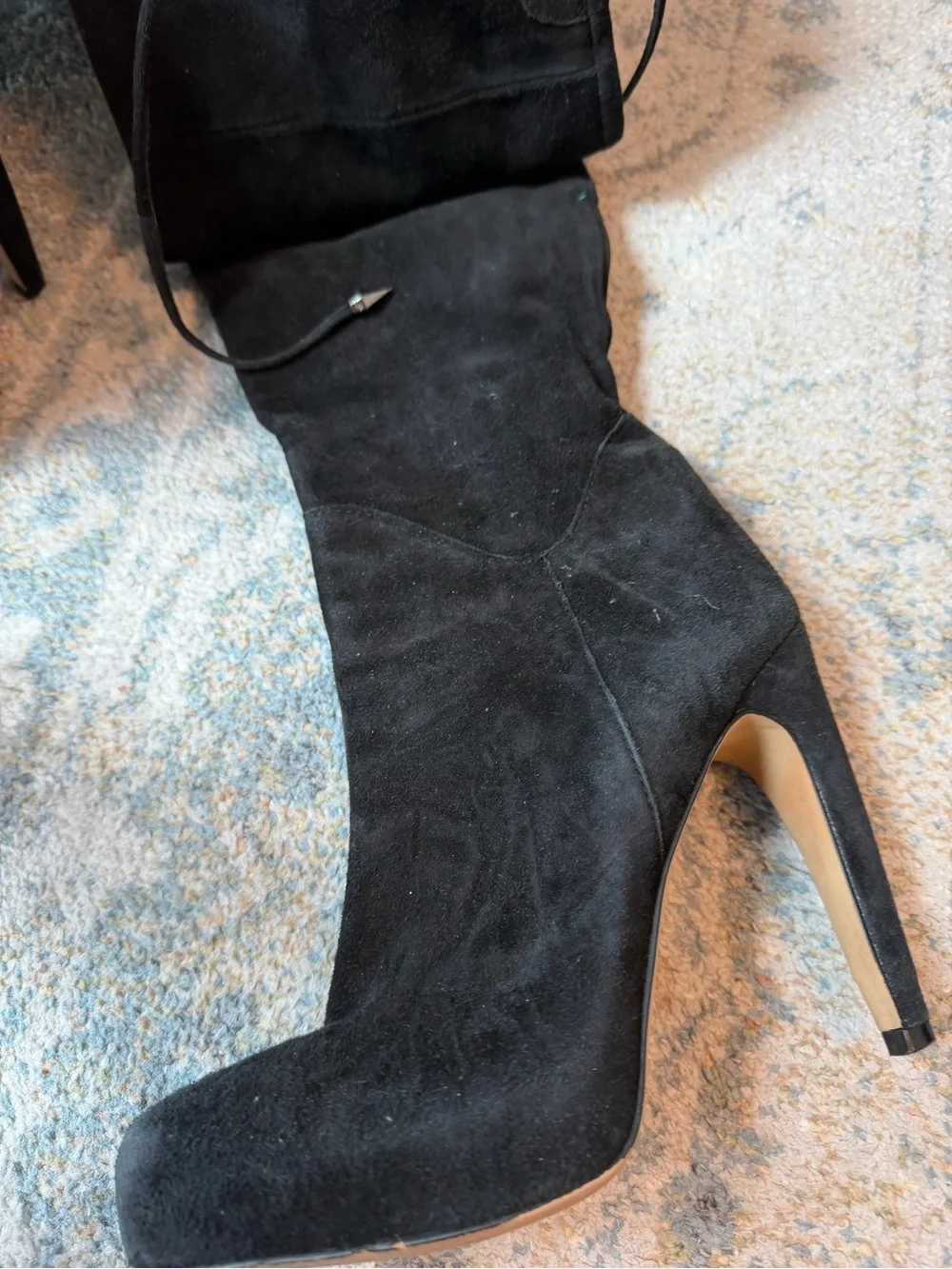 Sam Edelman Black Suede Over-the-Knee Lace-Up Heel Boots